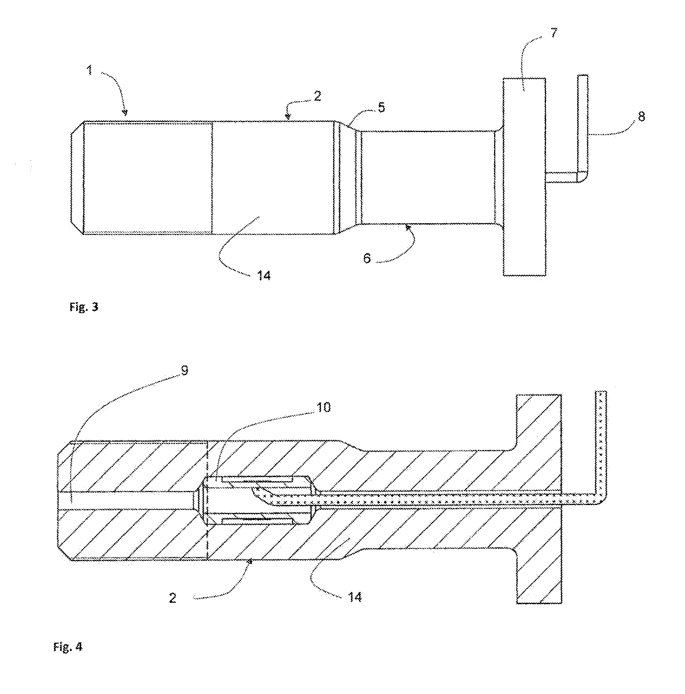 Sensor-containing connection element and manufacturing method