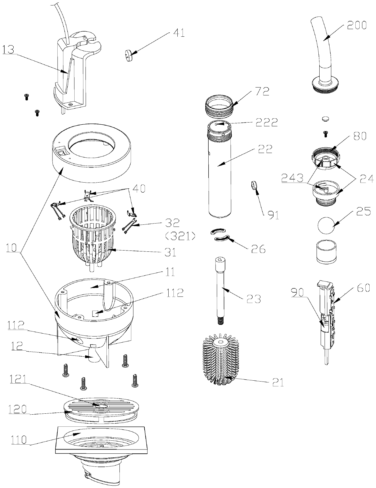 Toilet cleaning brush device with sterilization function