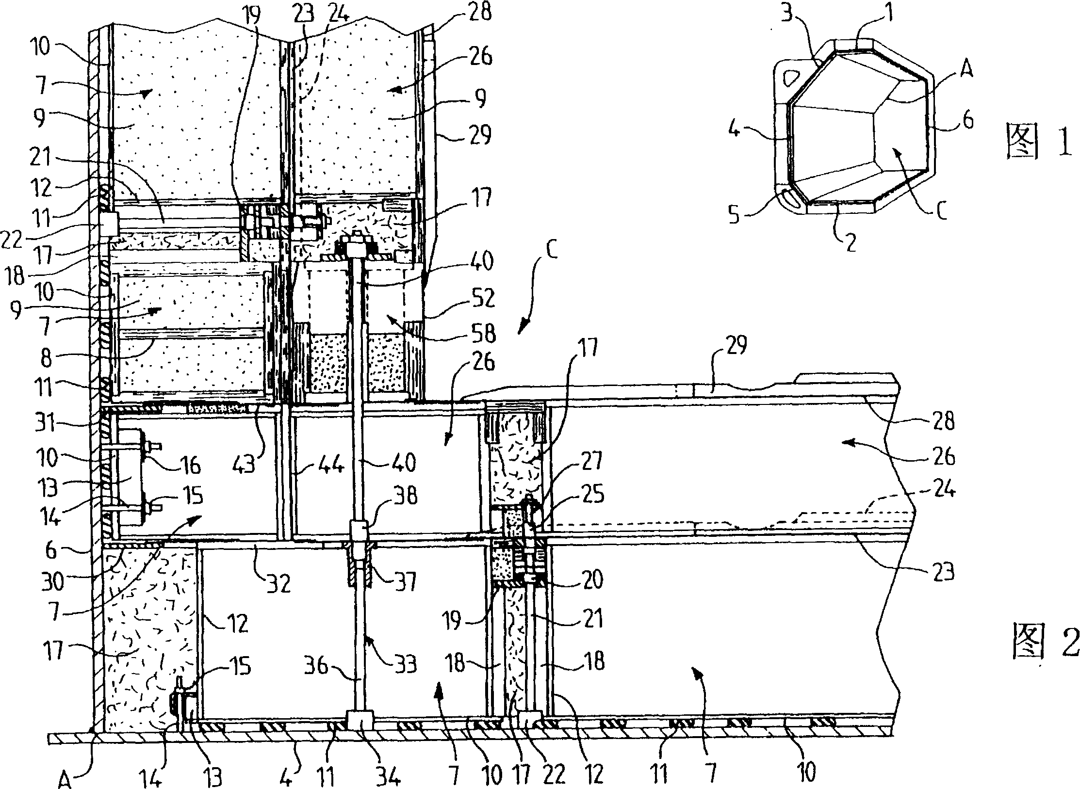 Water-proof heat-insulation cabin with simple corner structure in ship-supporting structure