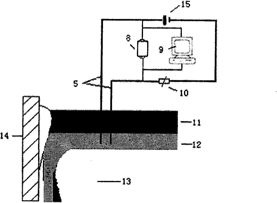 Device and method for measuring thickness of molten slag layer of mold flux of continuous casting crystallizer