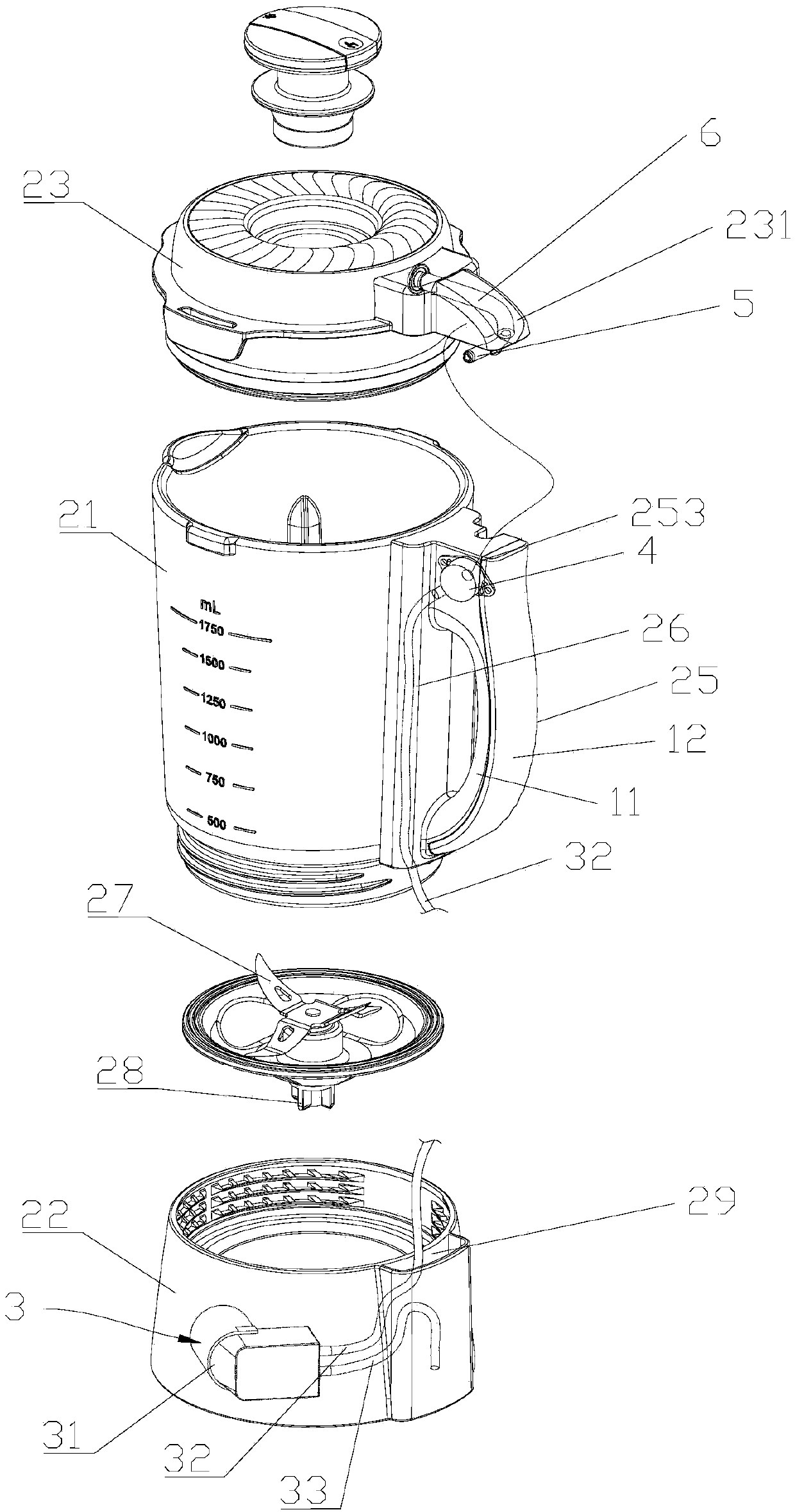 Vacuum food processor convenient to clean