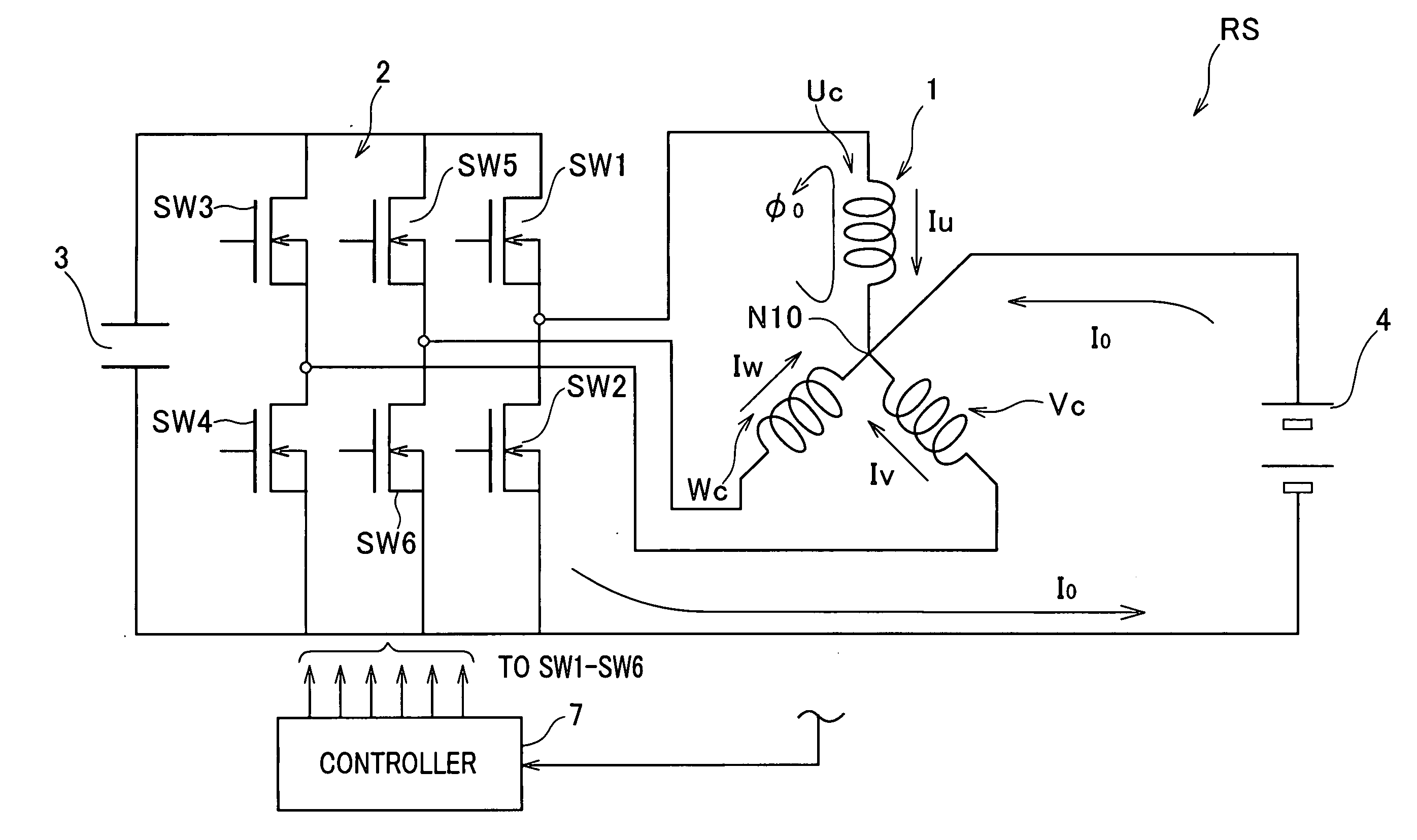 Rotary electric system designed to utilize zero-phase circuit