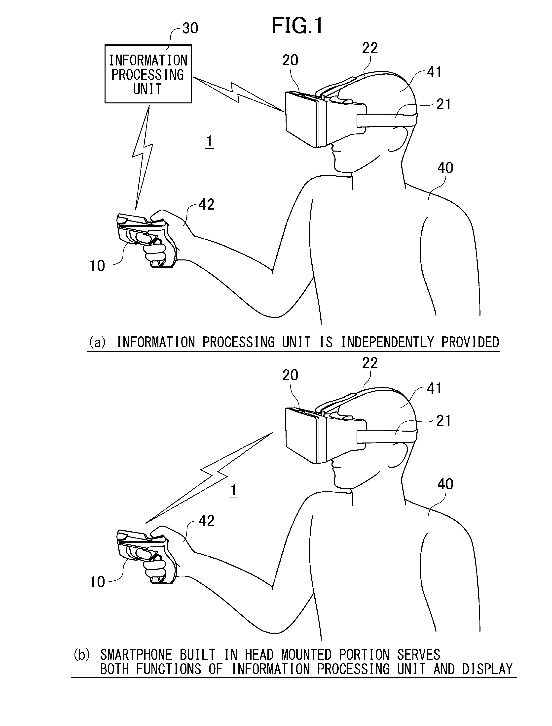 Information processing device including head mounted display