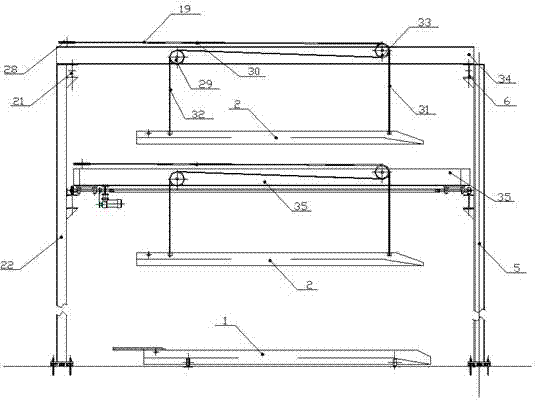 A hydraulically driven three-dimensional parking garage with a gear pair amplification mechanism