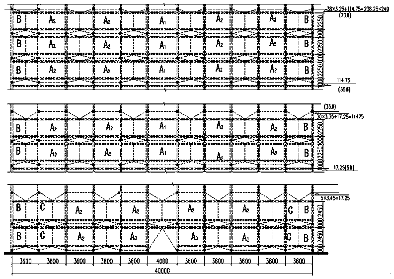 Super high-level mixed type space steel gridding cartridge tube-in-tube structure and manufacturing method