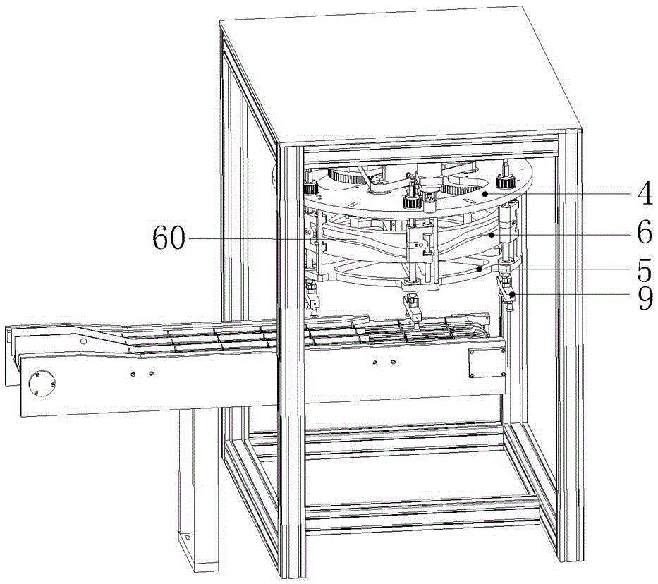 Directional rotating plate conveying device