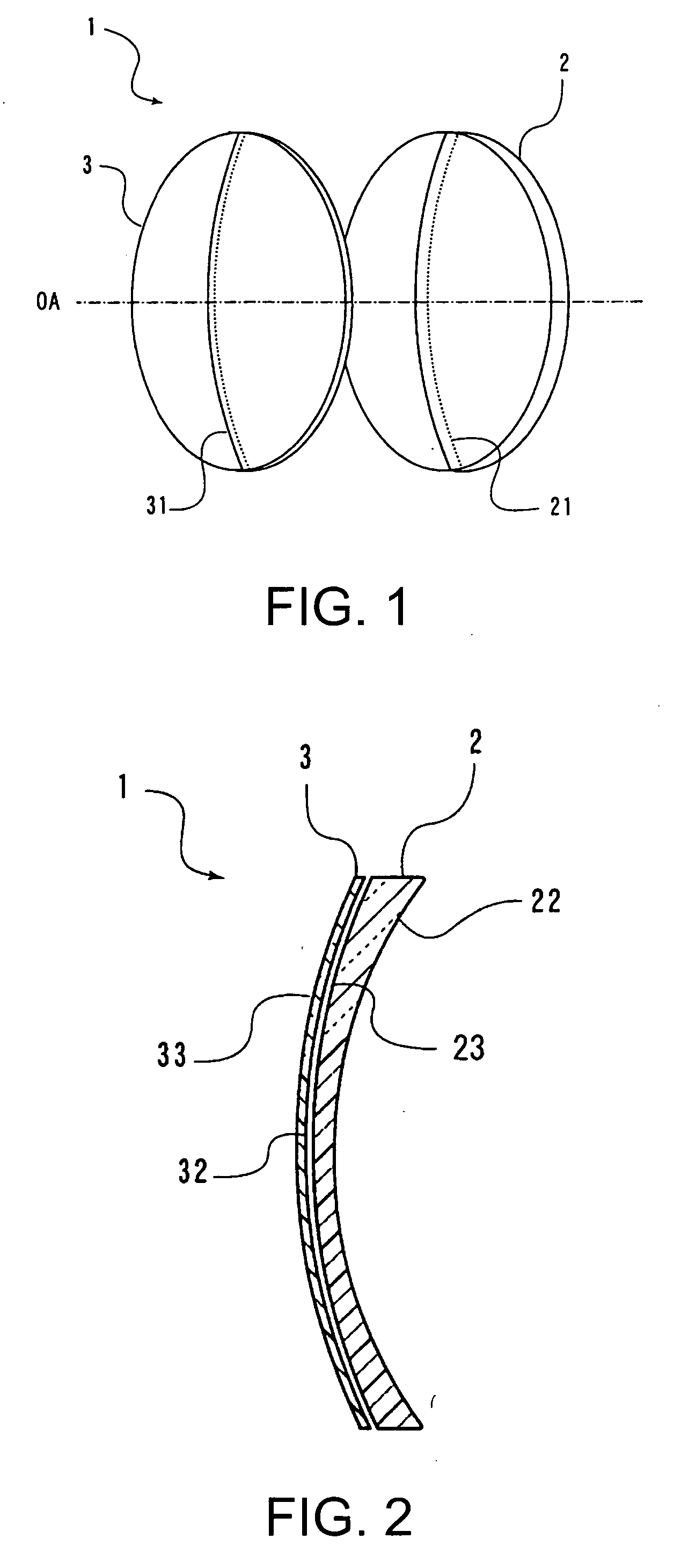 Combined spectacle lens, auxiliary lens, and method of edging lenses