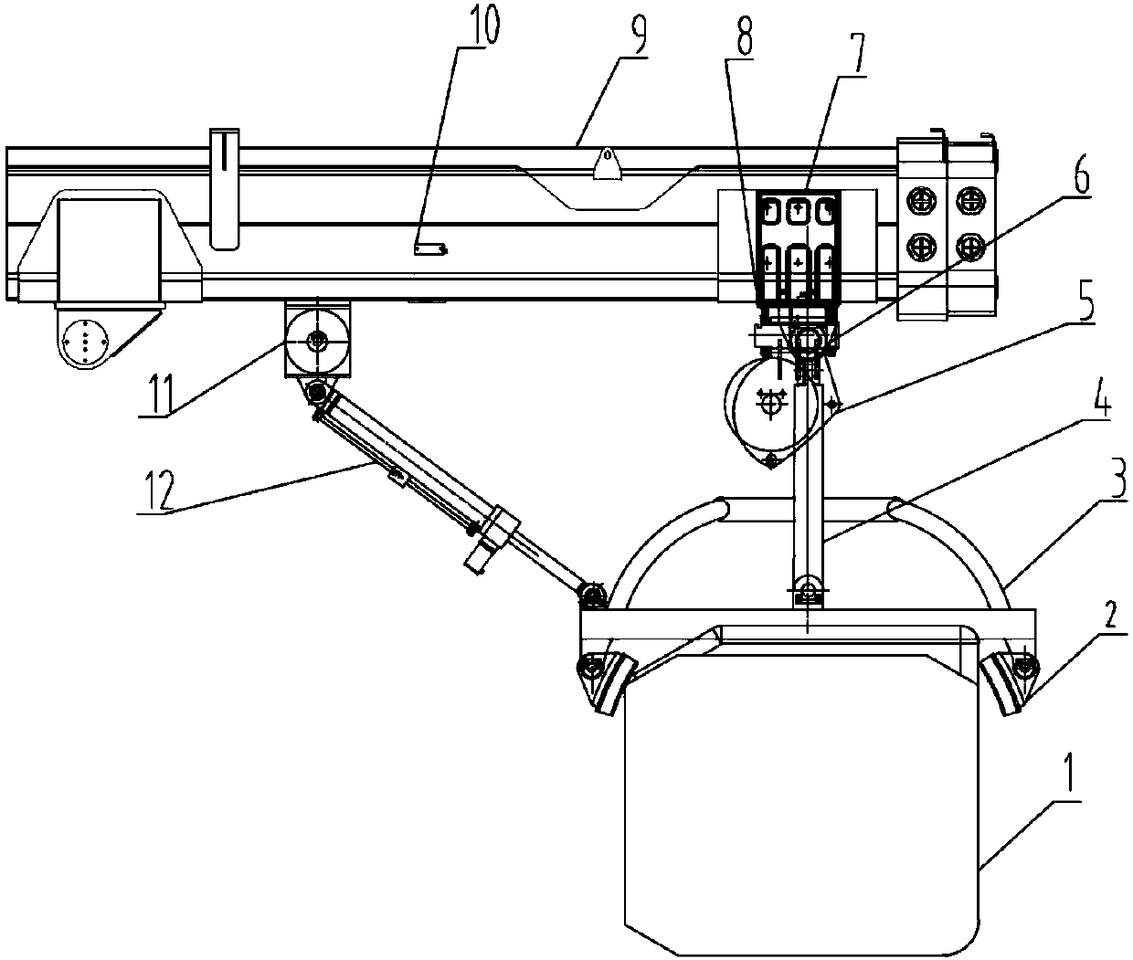 Lifting and anti-shaking device for marine crane