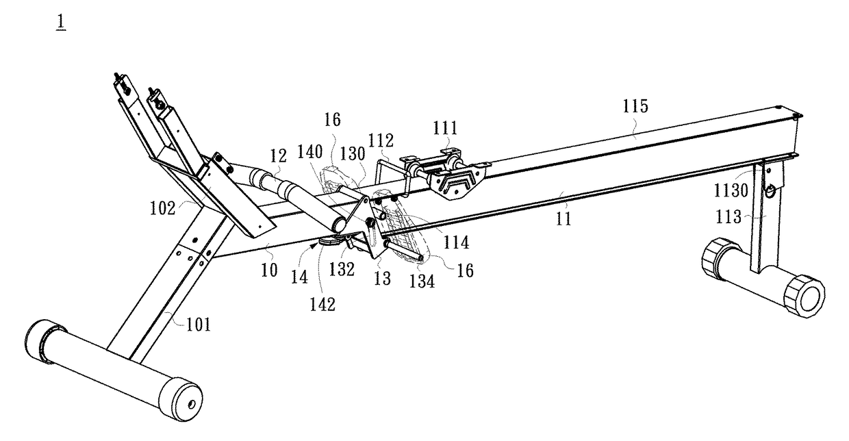 Folding mechanism of rowing machine