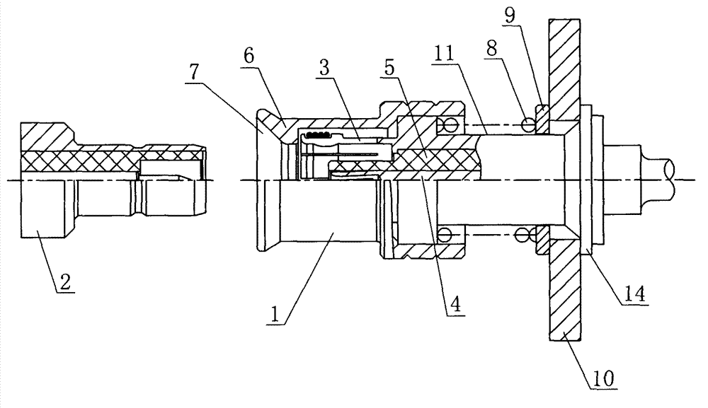 Server message block (SMB) blind mating coaxial plug