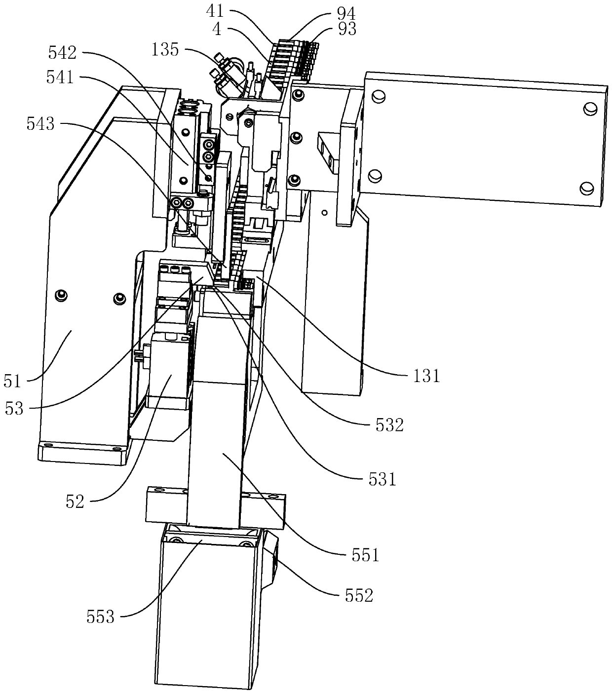 Conveying, shearing and crimping integrated device for cable end