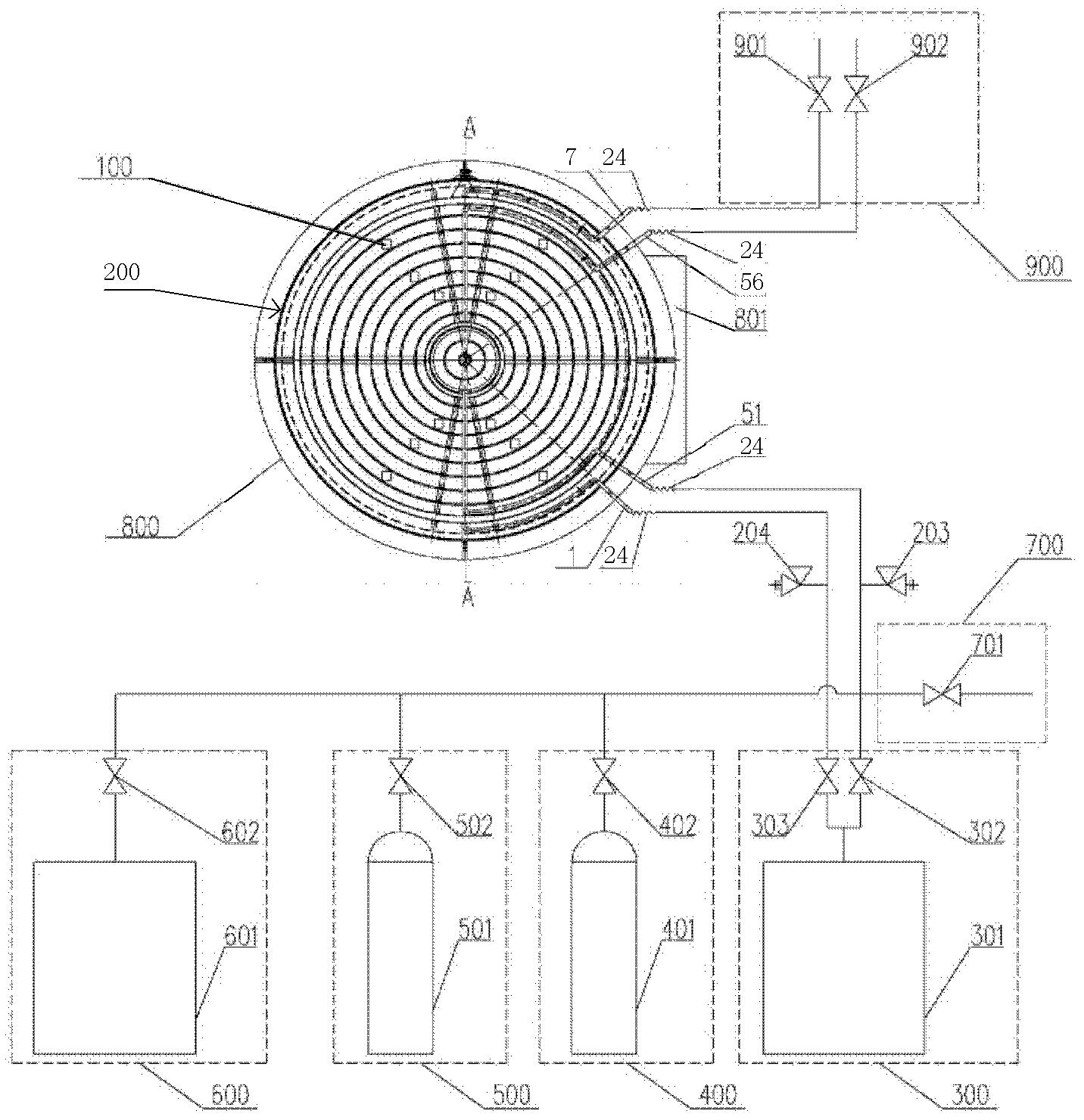 Conical double-layer heat sink device compatible with two media of liquid nitrogen and liquid helium and refrigeration method thereof