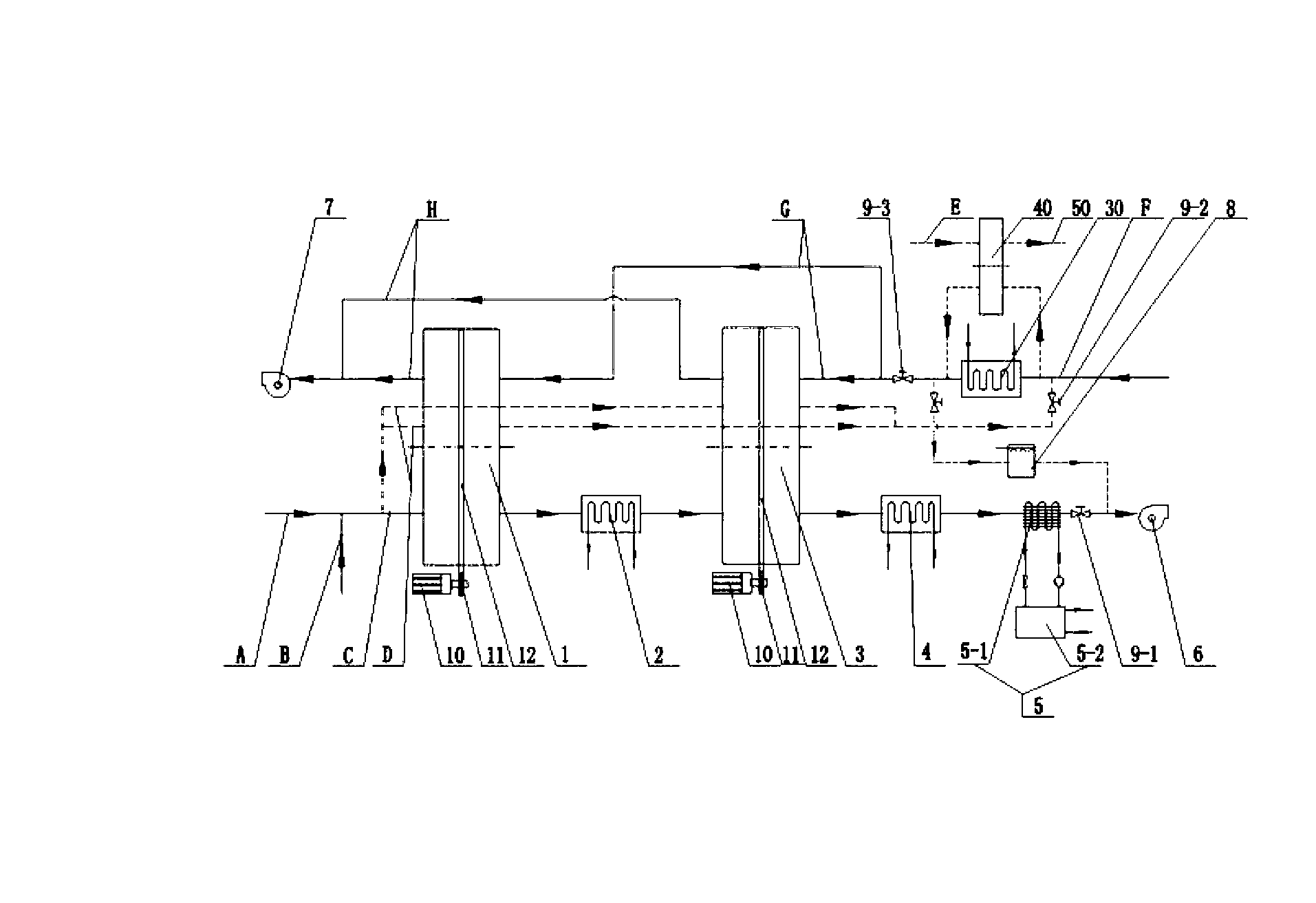 Marine two-stage rotating-wheel dehumidifying air-conditioning system and operating method thereof