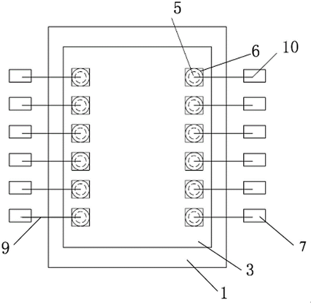 Dense-pitch small-pad copper-wire bonded single intelligent card (IC) chip packing piece and preparation method thereof