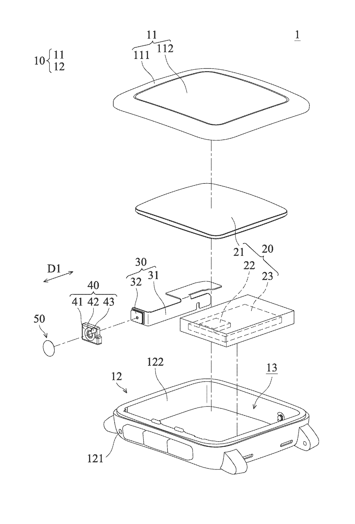 Waterproof electronic device with pressure-equilibrium functions