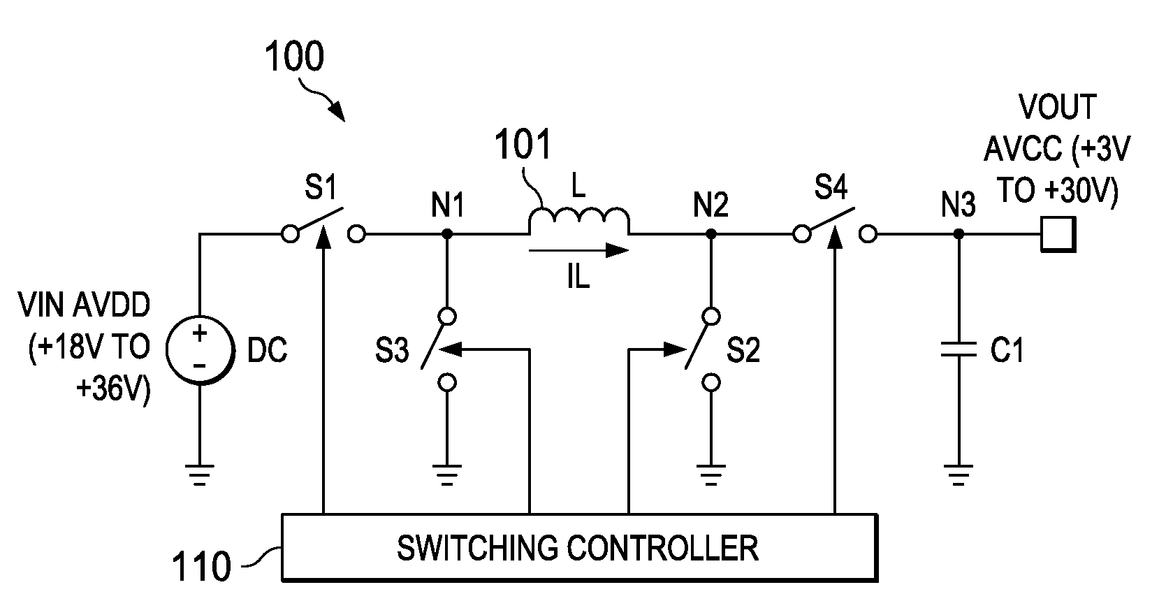 Buck-boost converter with buck-boost transition switching control