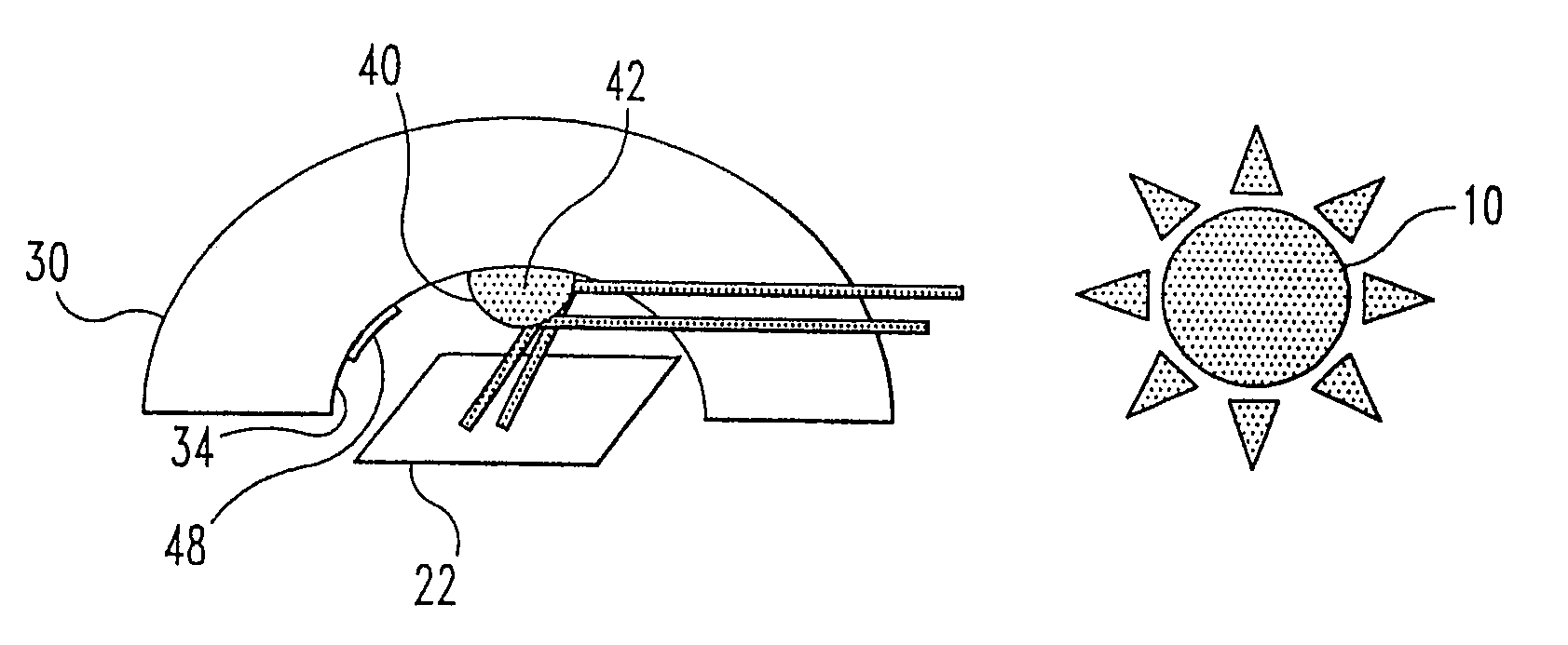 Solar sensor including reflective element to transform the angular response