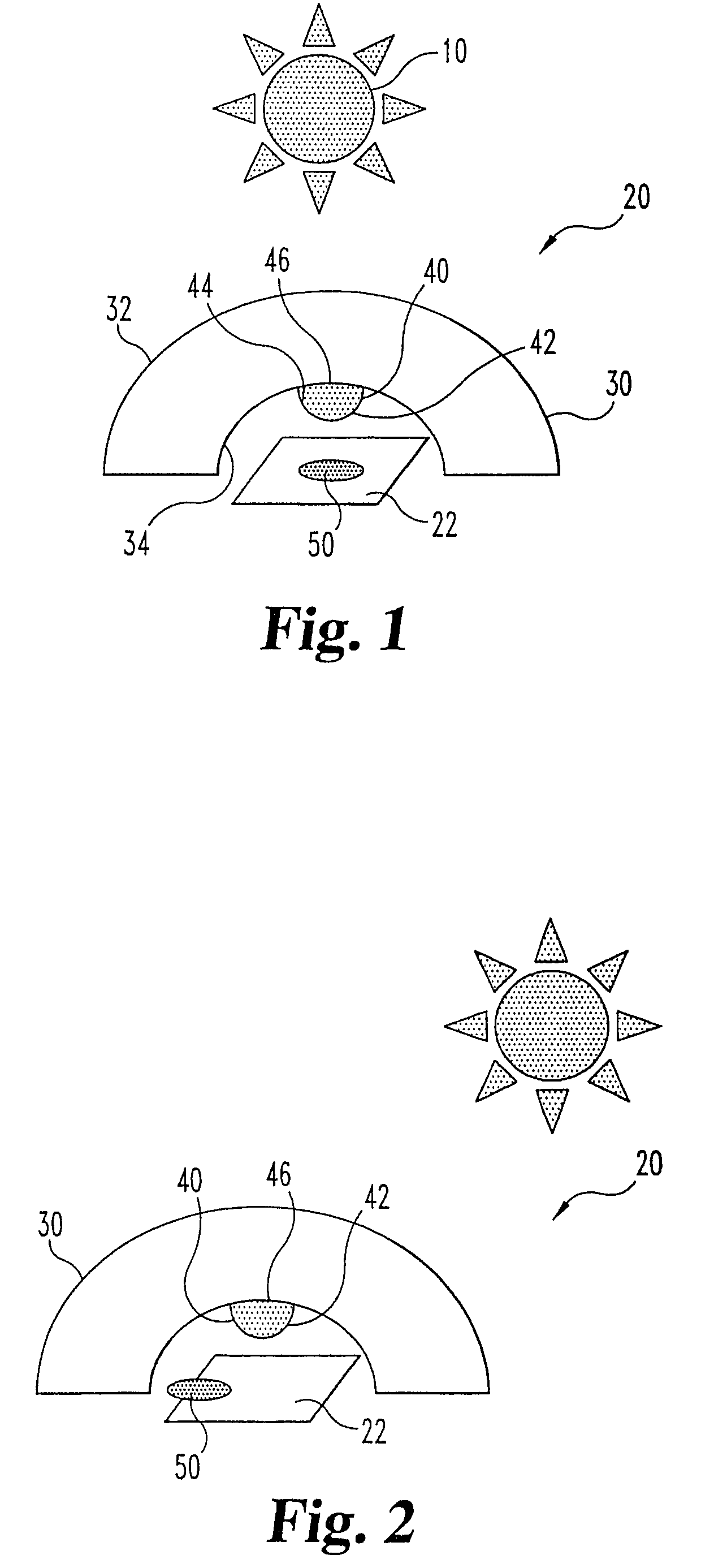 Solar sensor including reflective element to transform the angular response