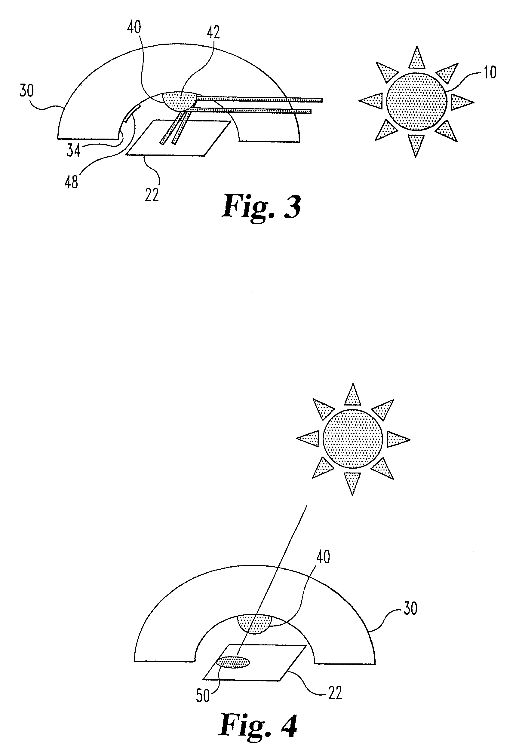 Solar sensor including reflective element to transform the angular response