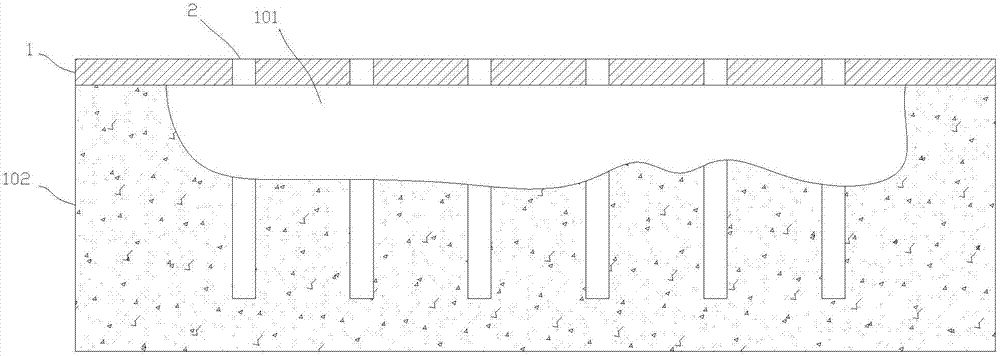 Road construction method for solving problem of pavement cavity beneath slab