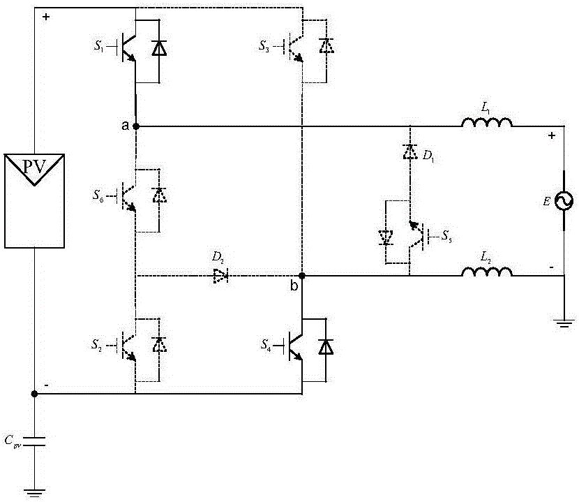 Single-phase non-isolated photovoltaic grid-connected inverter and control method thereof