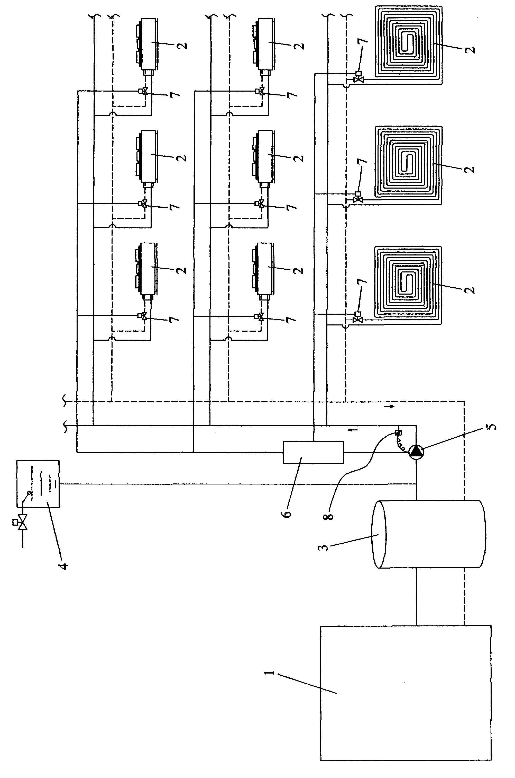 Multiple variable-flow household water system central air condition