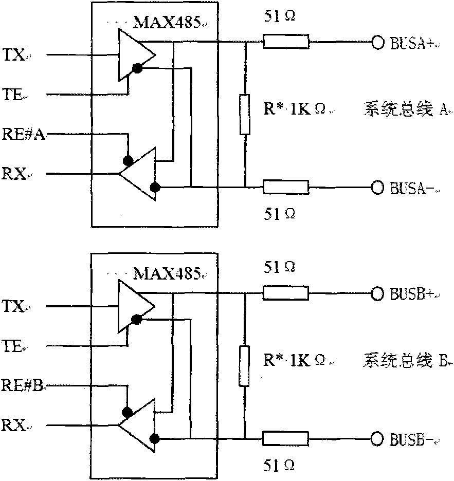 RS485 dual-bus communication method used for test satellite