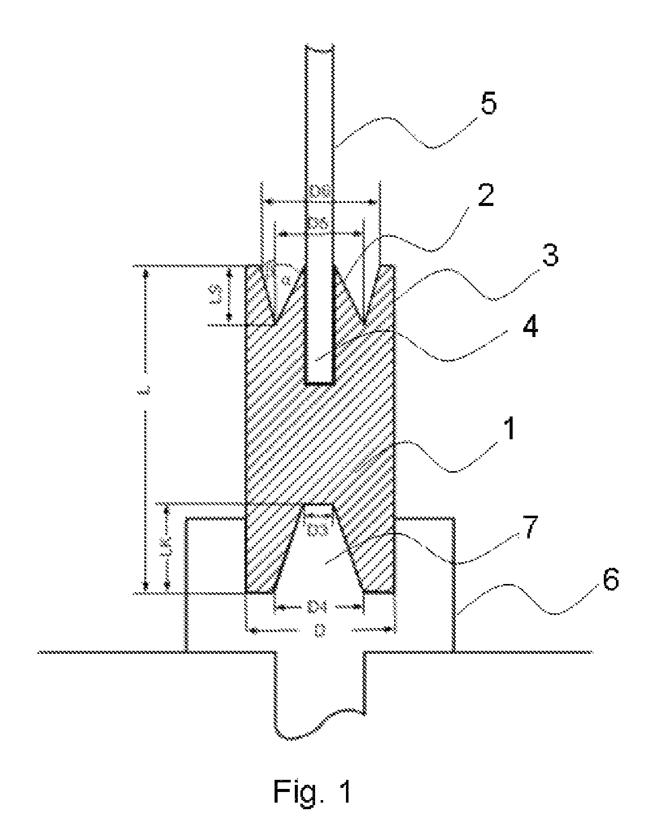 Conical graphite electrode with raised edge