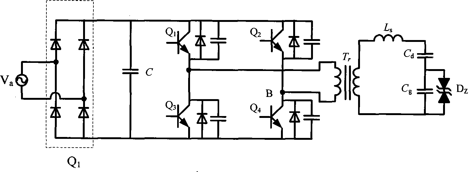 Z source soft switch power factor correcting full bridge converter