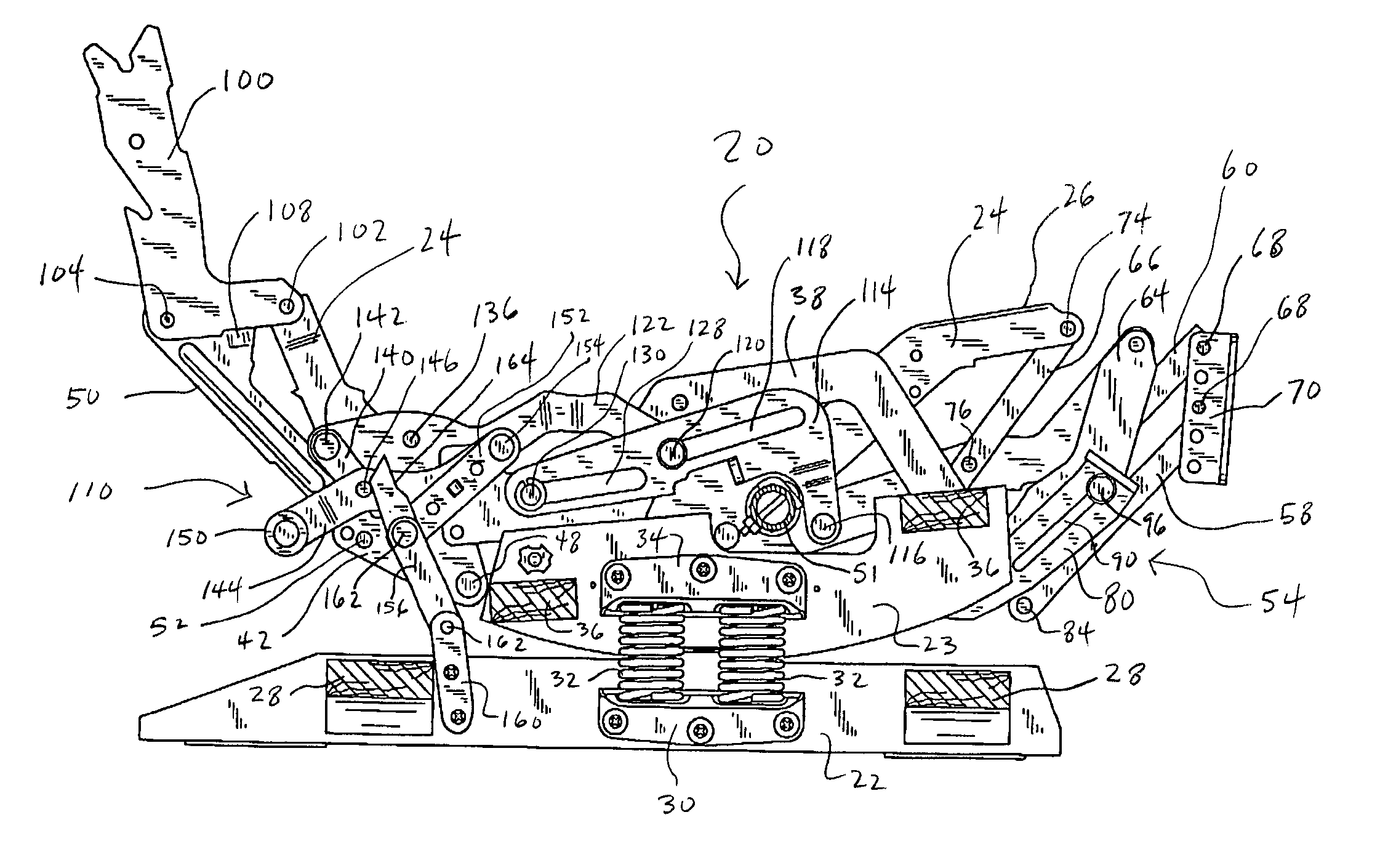 Rocker recliner mechanism