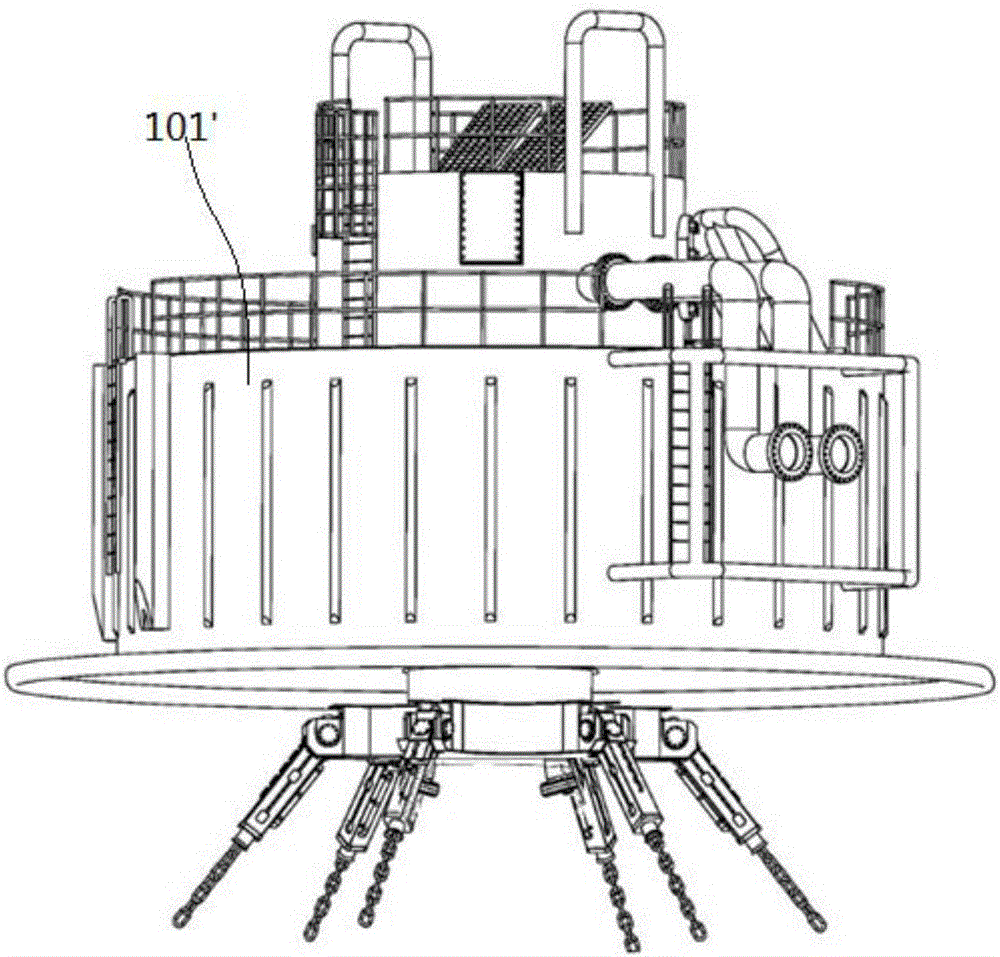 Single point mooring transferring buoy and multi-column type floating body thereof