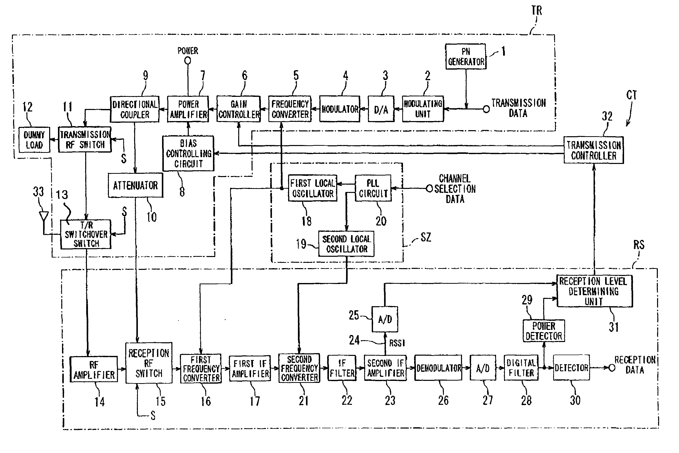 Time division multiplexing radio system for controlling transmission power