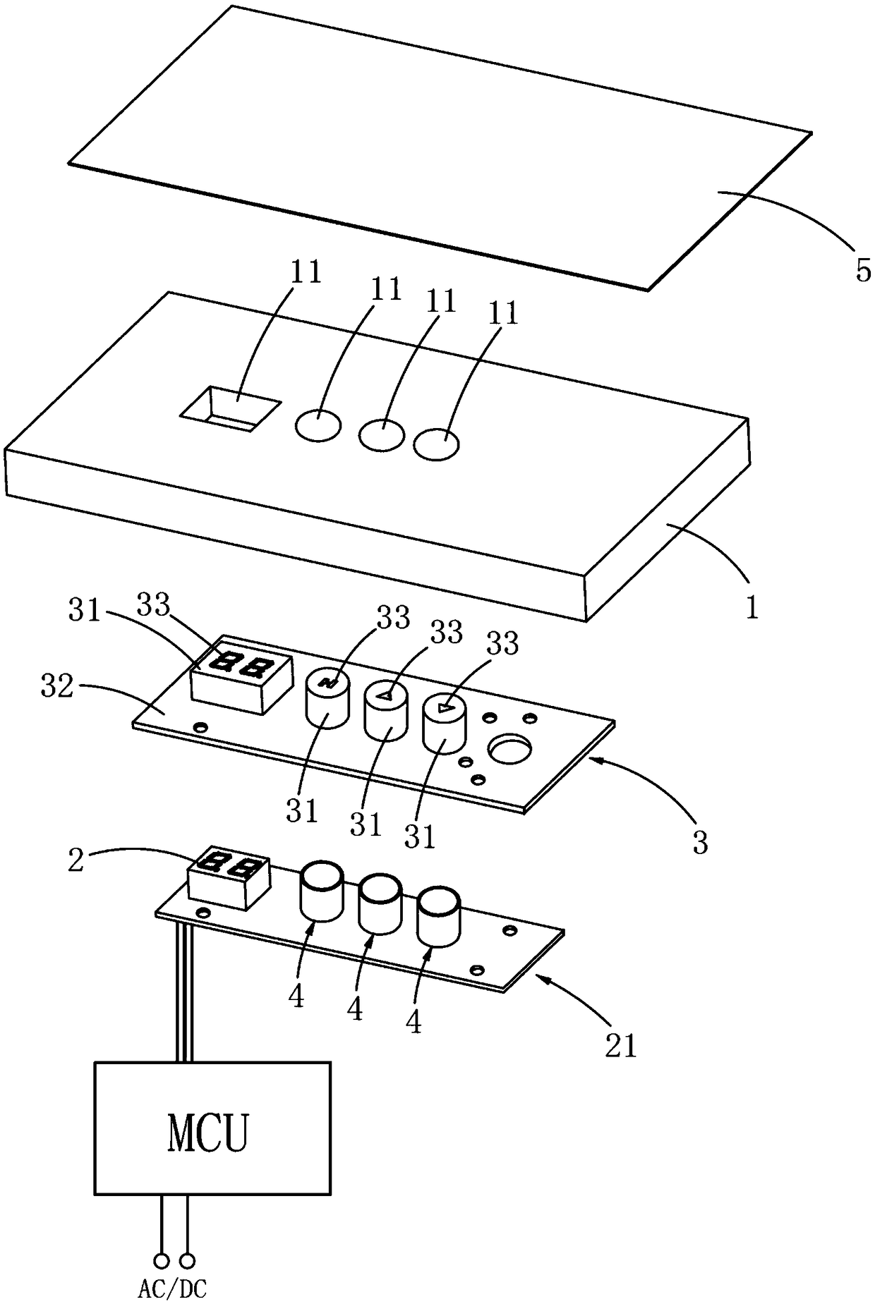 Woodware display control panel with transparent display touch surface and processing method