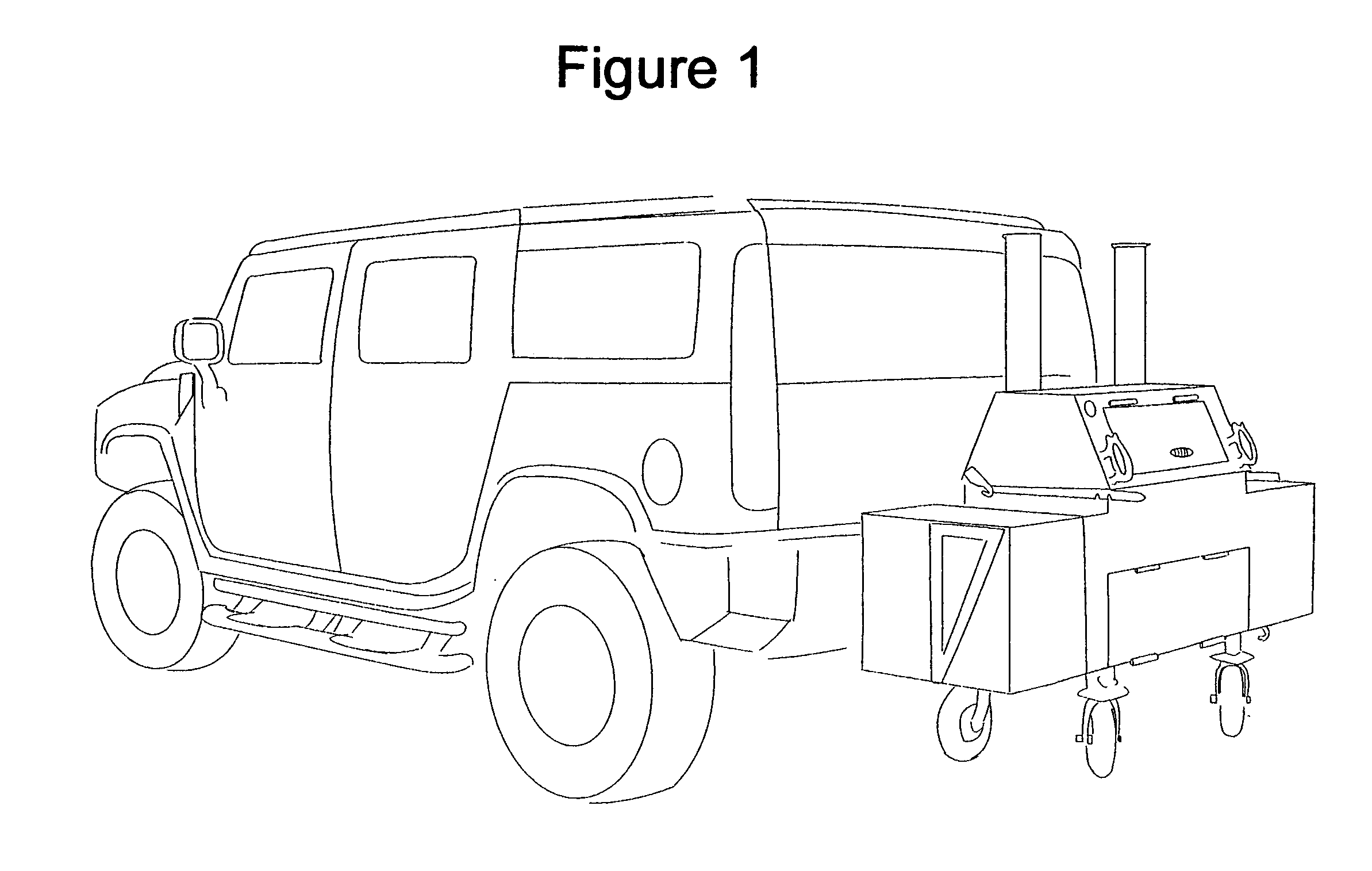 Multi-functional outdoor cooker using multiple fuels and transportable via receiver hitch of vehicle or trailer