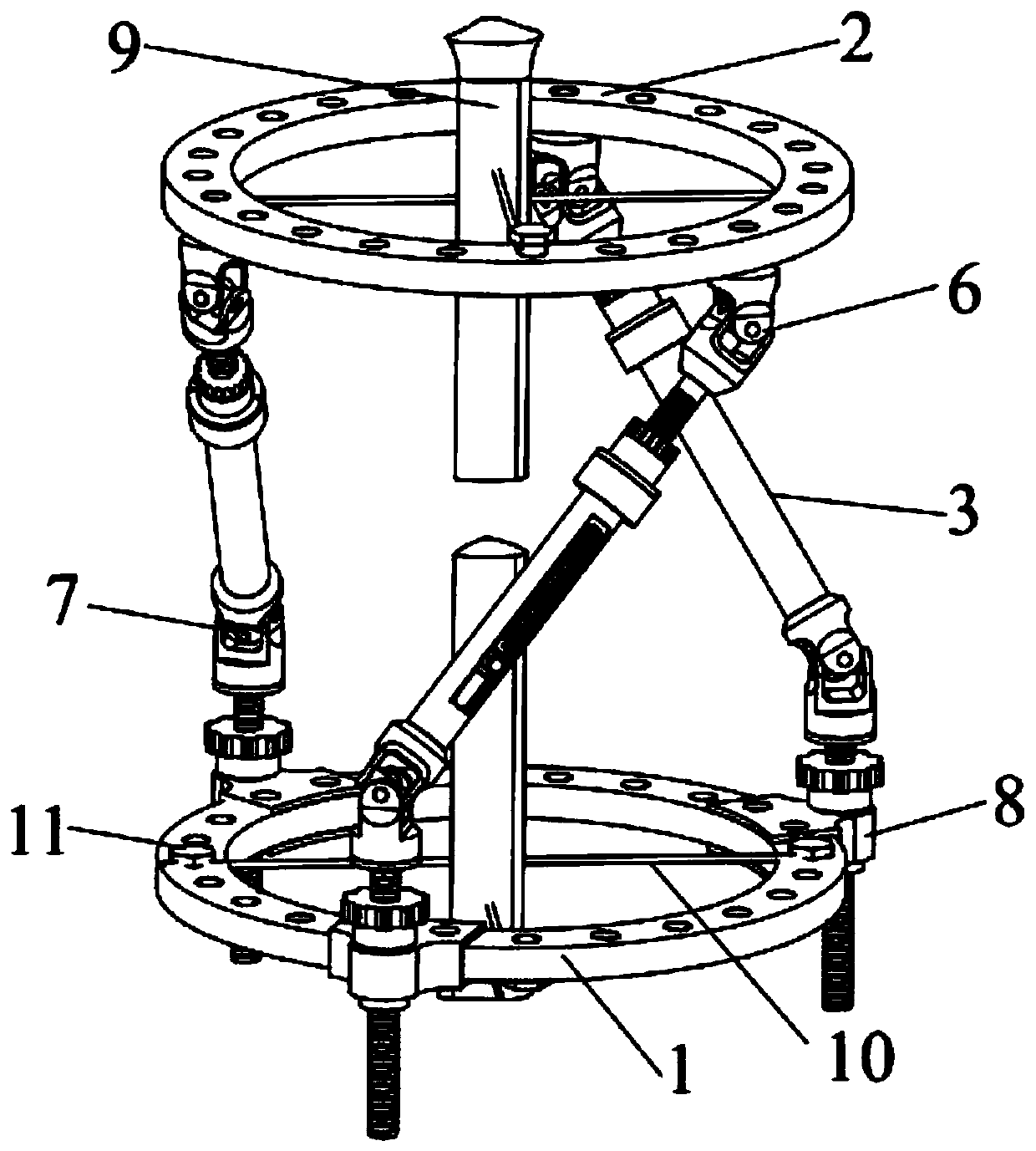 Three-link-parallel-connection external fixator for tibia malformation correction