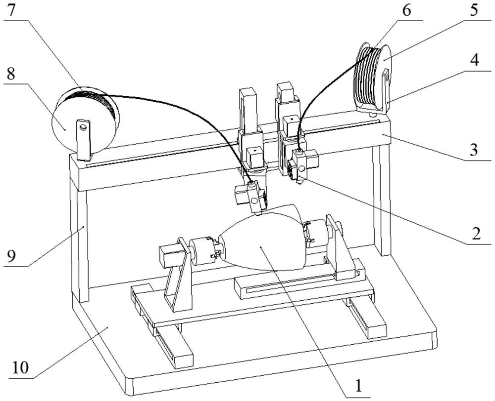 Rotary curved surface structure composite material additive manufacturing device