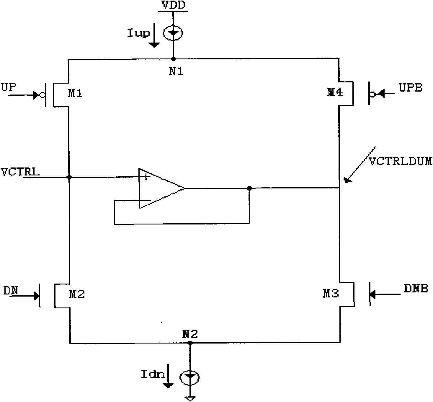 Charge pump capable of solving problems of charge distribution and current mismatching