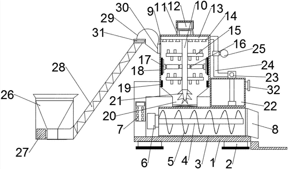 Efficient concrete stirring device capable of achieving convenient feeding and discharging for buildings