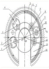 A double-layer planetary claw clamping mechanism of an open-type power tong main tong