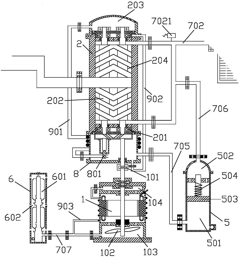 Underwater dual-screw mixed transportation supercharging device