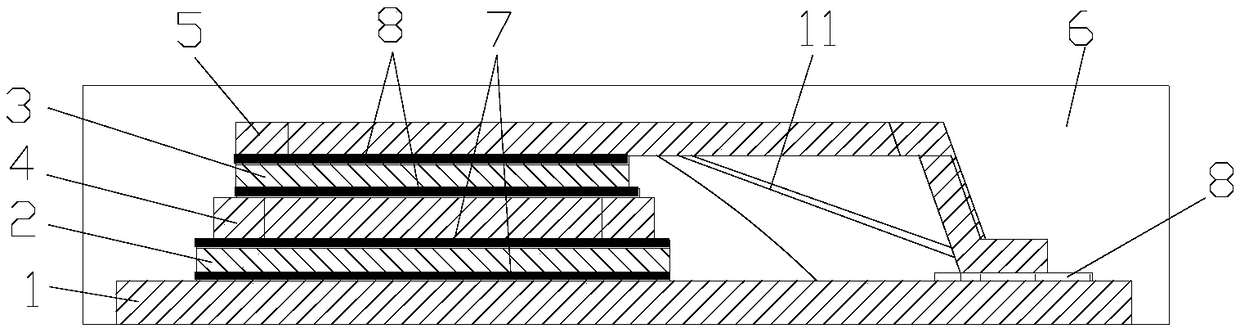 Copper clip stacking chip structure and packaging method thereof