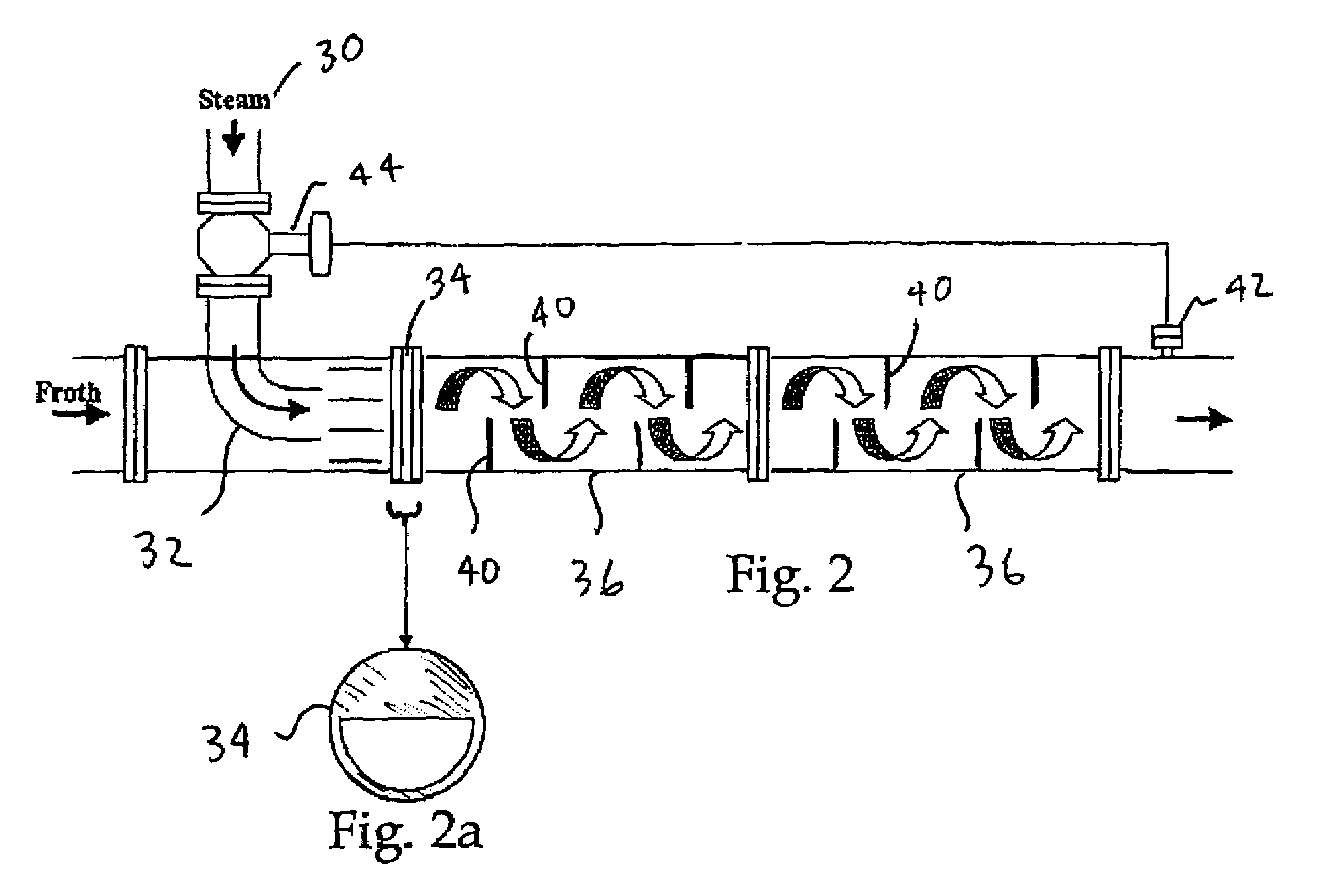 Bituminous froth inline steam injection processing