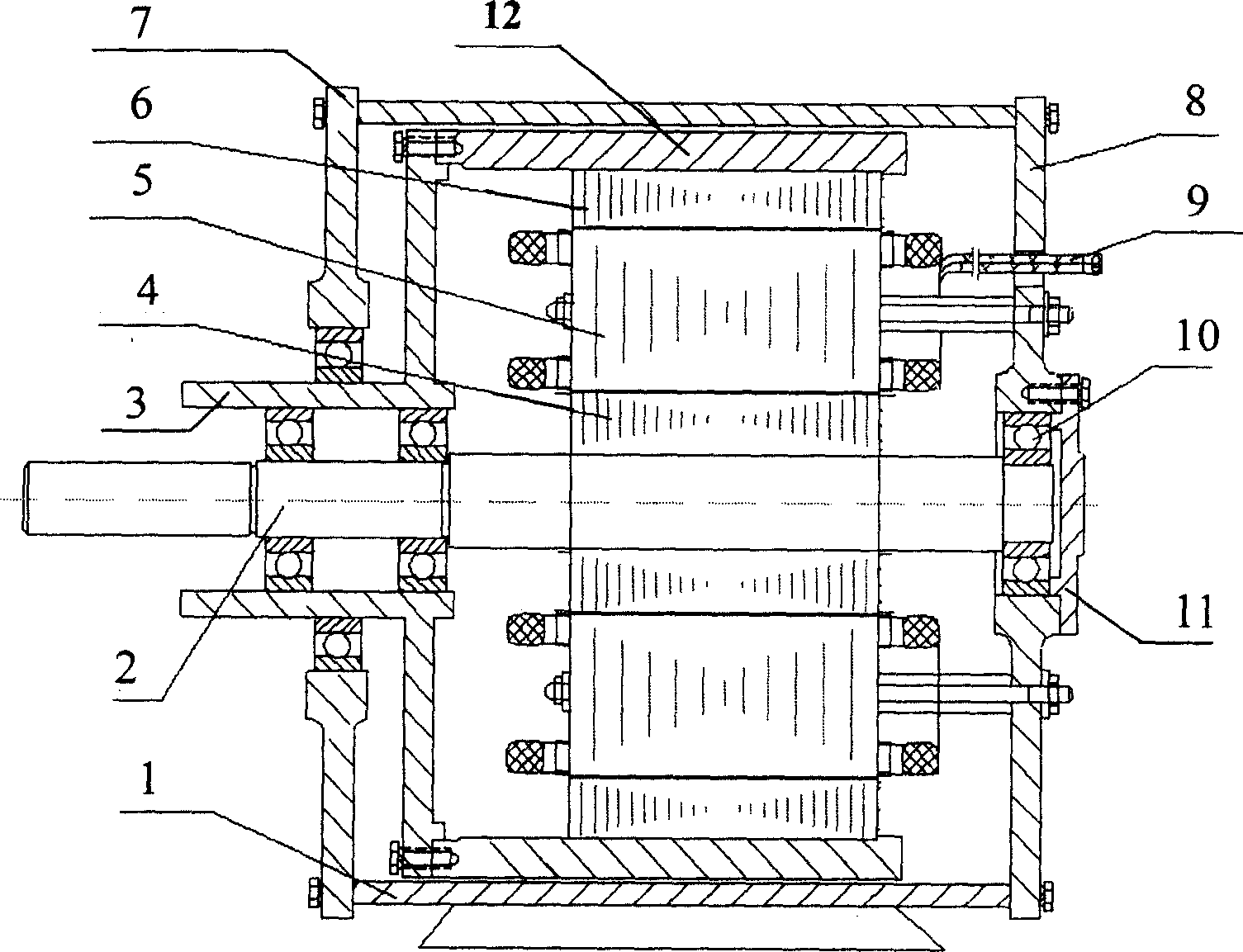 Integrated alternating current electric motor for mixed power automobile