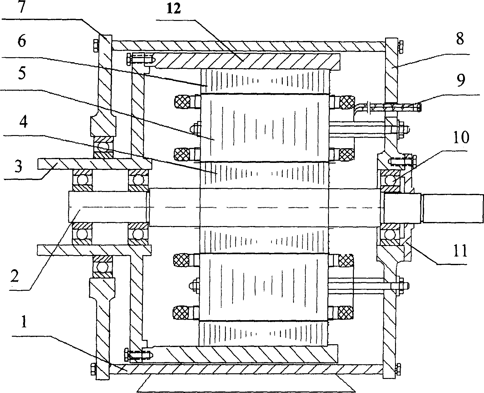 Integrated alternating current electric motor for mixed power automobile