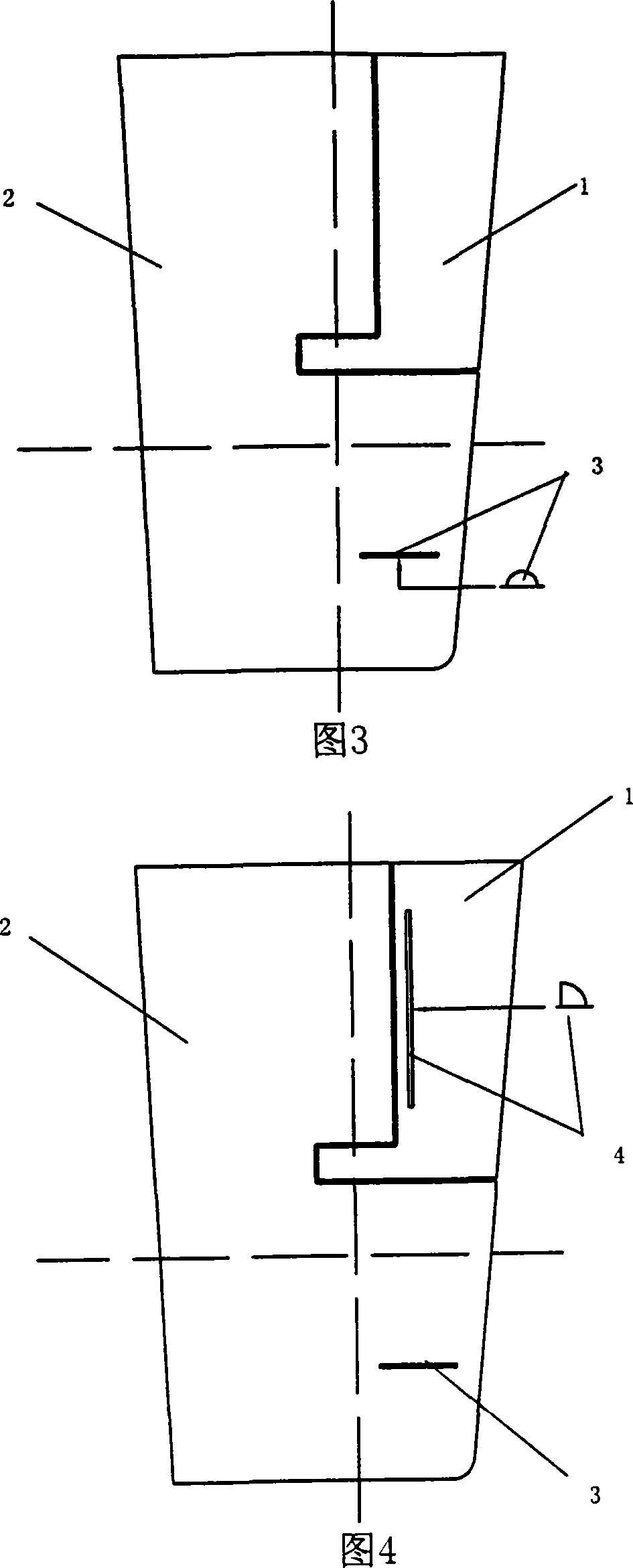 Method for reducing vessels stern semi-balance suspension rudder blade surface cavitation