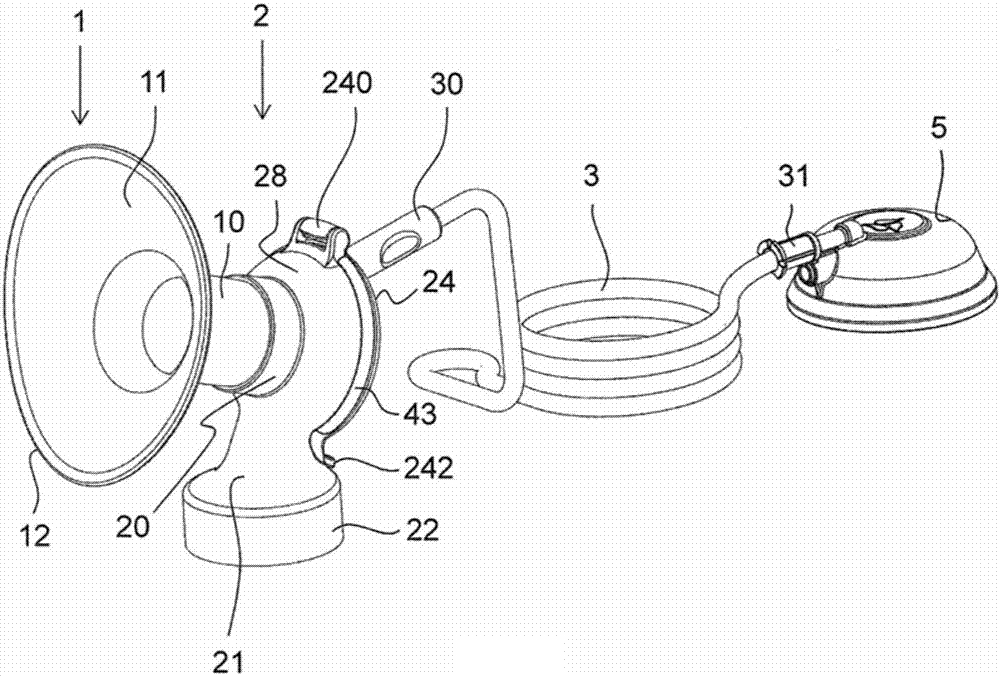 Adapter having a media separation membrane for a breast shield