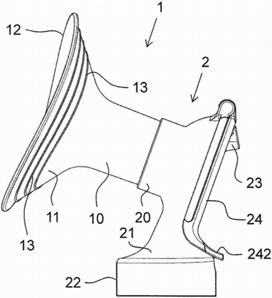 Adapter having a media separation membrane for a breast shield