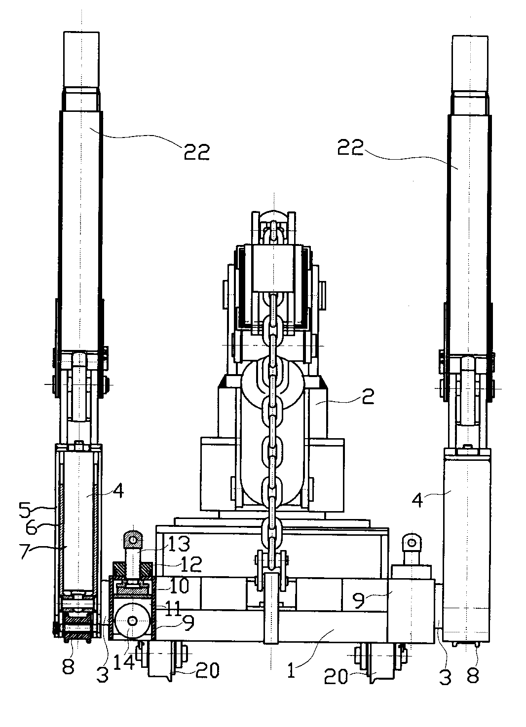 Hydraulic crane of underground transfer rail