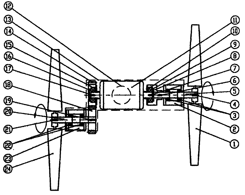 Double-fan-blade coupling type wind energy generating set