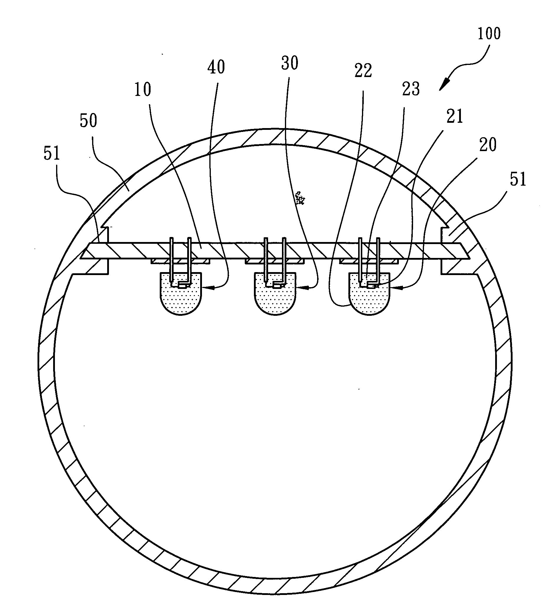 LED-based lighting module for emitting white light with easily adjustable color temperature